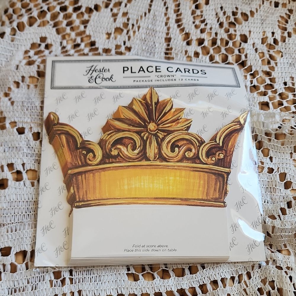 Gold Crown Place Cards Set Of 12